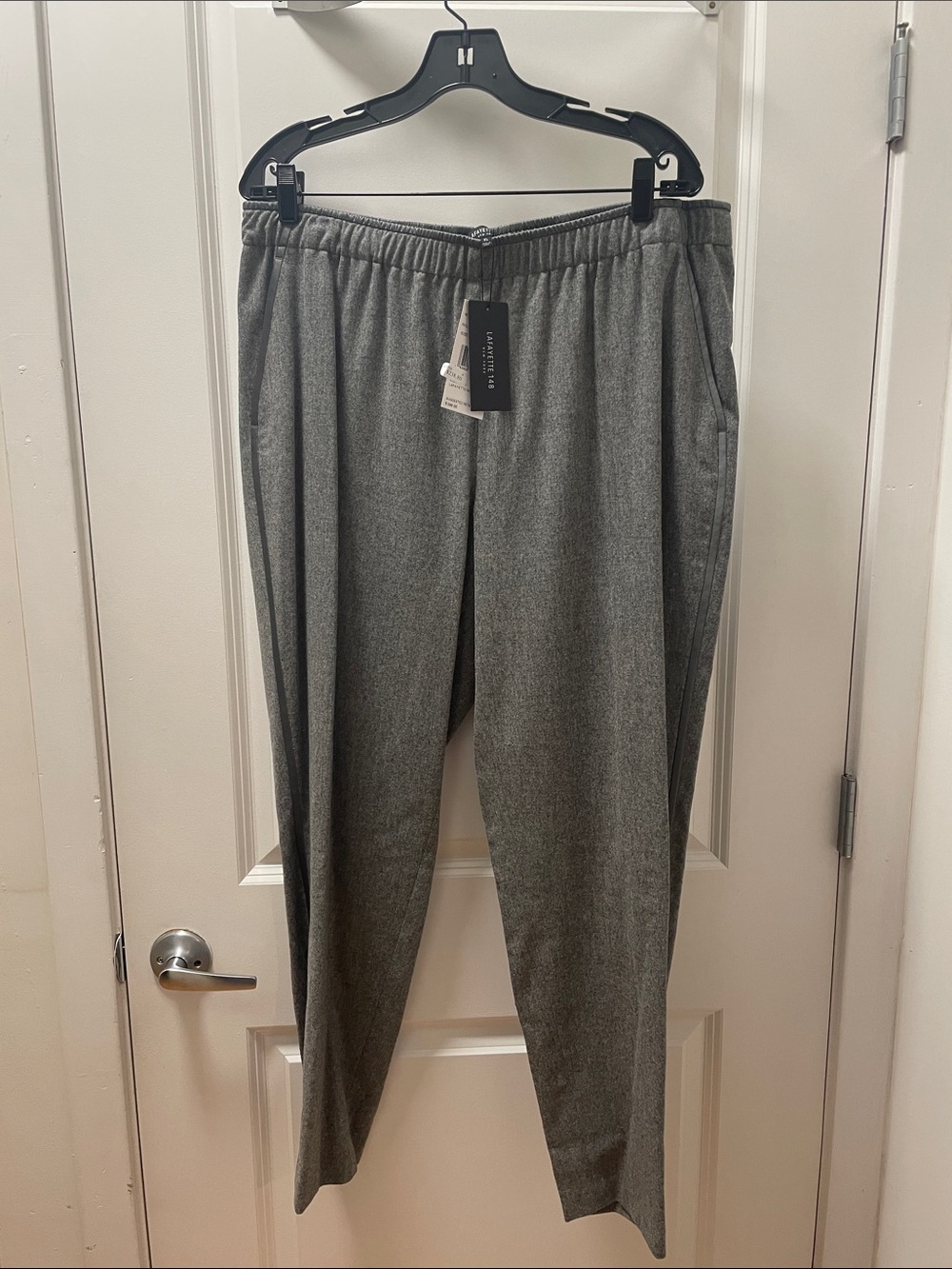 Lafayette 148 New York Gray Elastic-Waist Track Pants